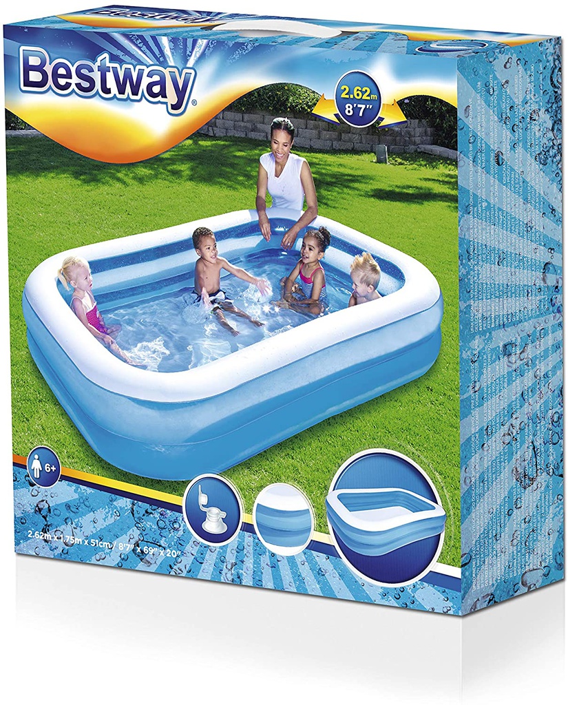 Blue Rectangular Family Pool (262*175*51 cms)